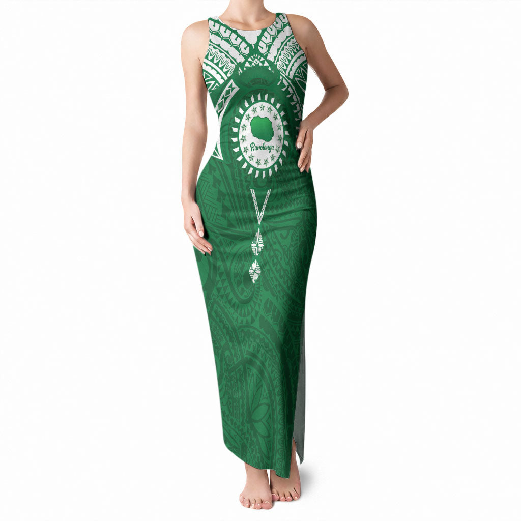 Personalised Cook Islands Rarotonga Tank Maxi Dress Map With Kuki Airani Manta Ray Tattoo