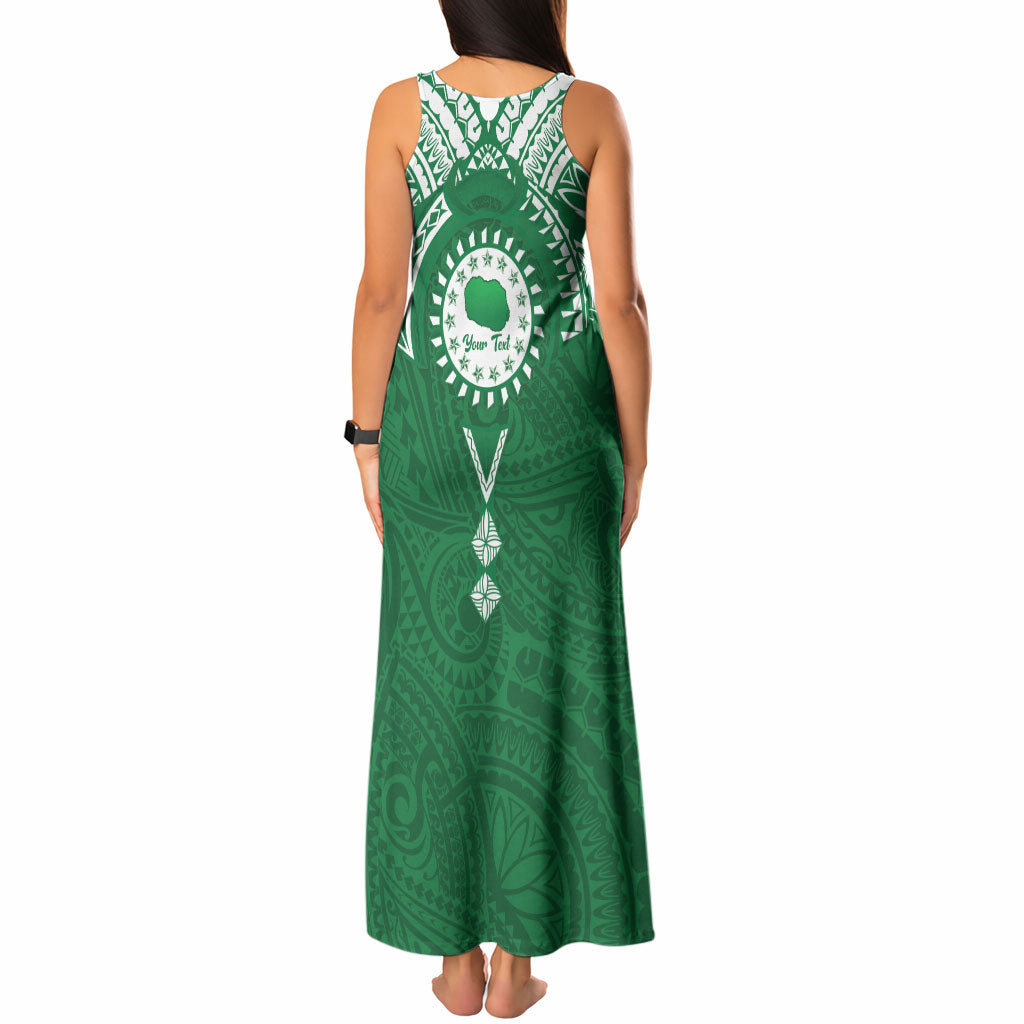 Personalised Cook Islands Rarotonga Tank Maxi Dress Map With Kuki Airani Manta Ray Tattoo