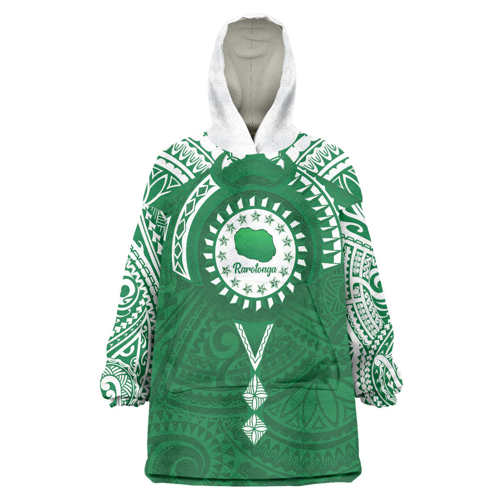 Personalised Cook Islands Rarotonga Wearable Blanket Hoodie Map With Kuki Airani Manta Ray Tattoo
