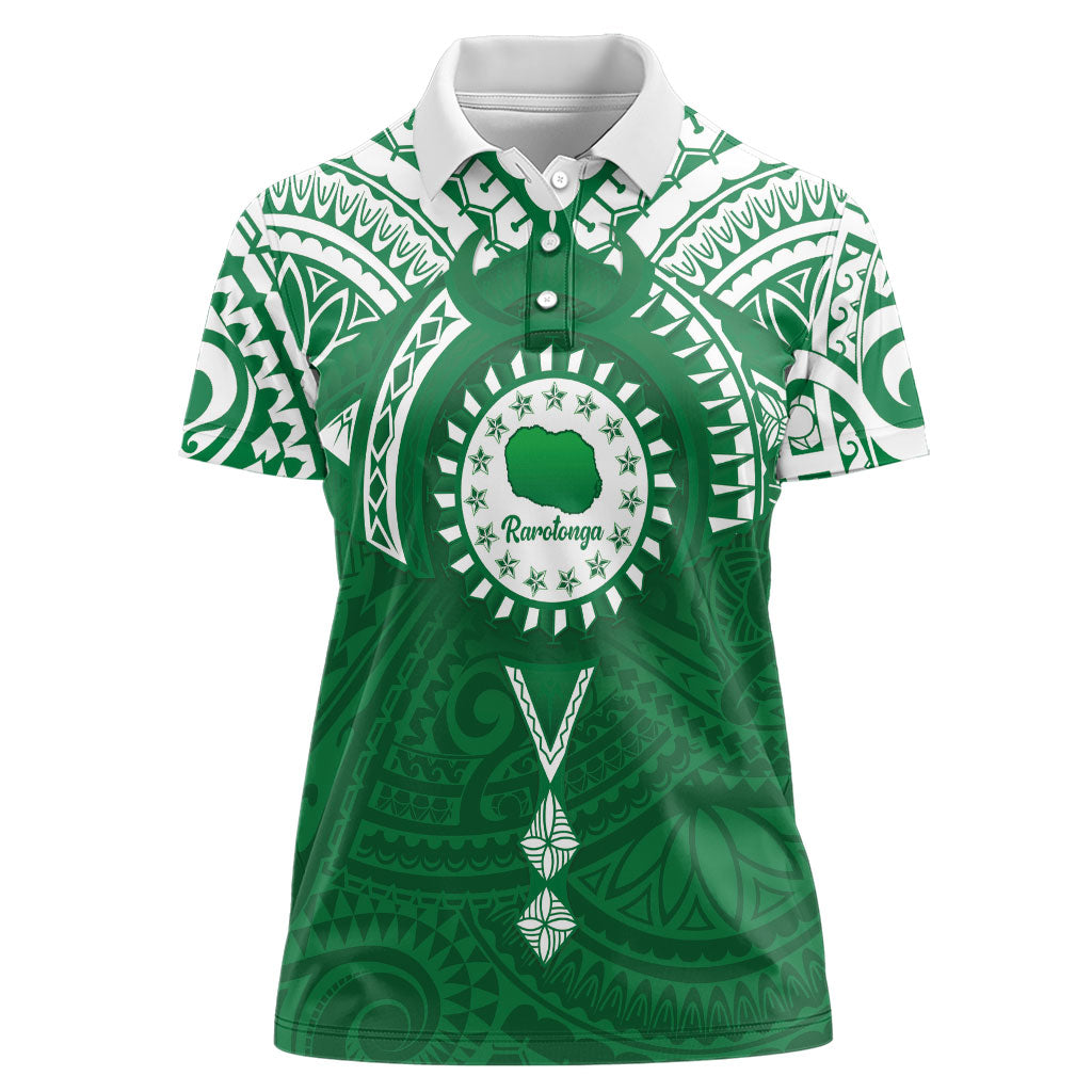 Personalised Cook Islands Rarotonga Women Polo Shirt Map With Kuki Airani Manta Ray Tattoo