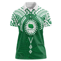 Personalised Cook Islands Rarotonga Women Polo Shirt Map With Kuki Airani Manta Ray Tattoo