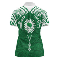 Personalised Cook Islands Rarotonga Women Polo Shirt Map With Kuki Airani Manta Ray Tattoo