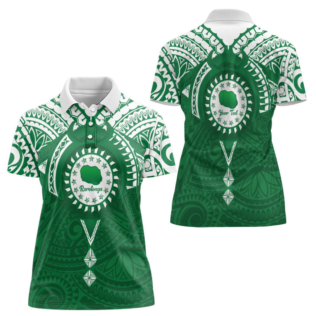 Personalised Cook Islands Rarotonga Women Polo Shirt Map With Kuki Airani Manta Ray Tattoo