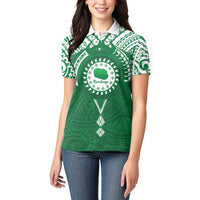 Personalised Cook Islands Rarotonga Women Polo Shirt Map With Kuki Airani Manta Ray Tattoo