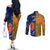 France And Australia Rugby Couples Matching Off The Shoulder Long Sleeve Dress and Long Sleeve Button Shirts 2023 World Cup Le Bleus Wallabies Together LT14 - Polynesian Pride