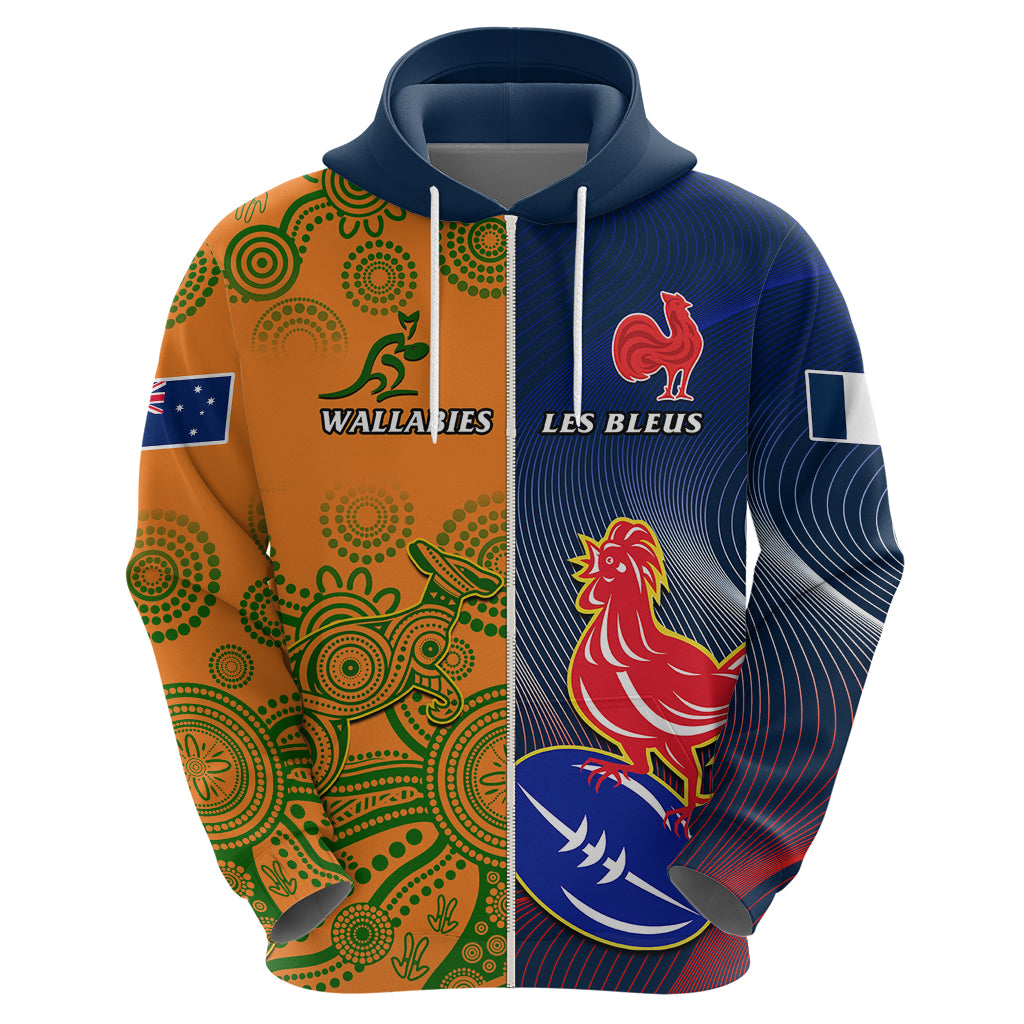 France And Australia Rugby Hoodie 2023 World Cup Le Bleus Wallabies Together LT14 - Polynesian Pride