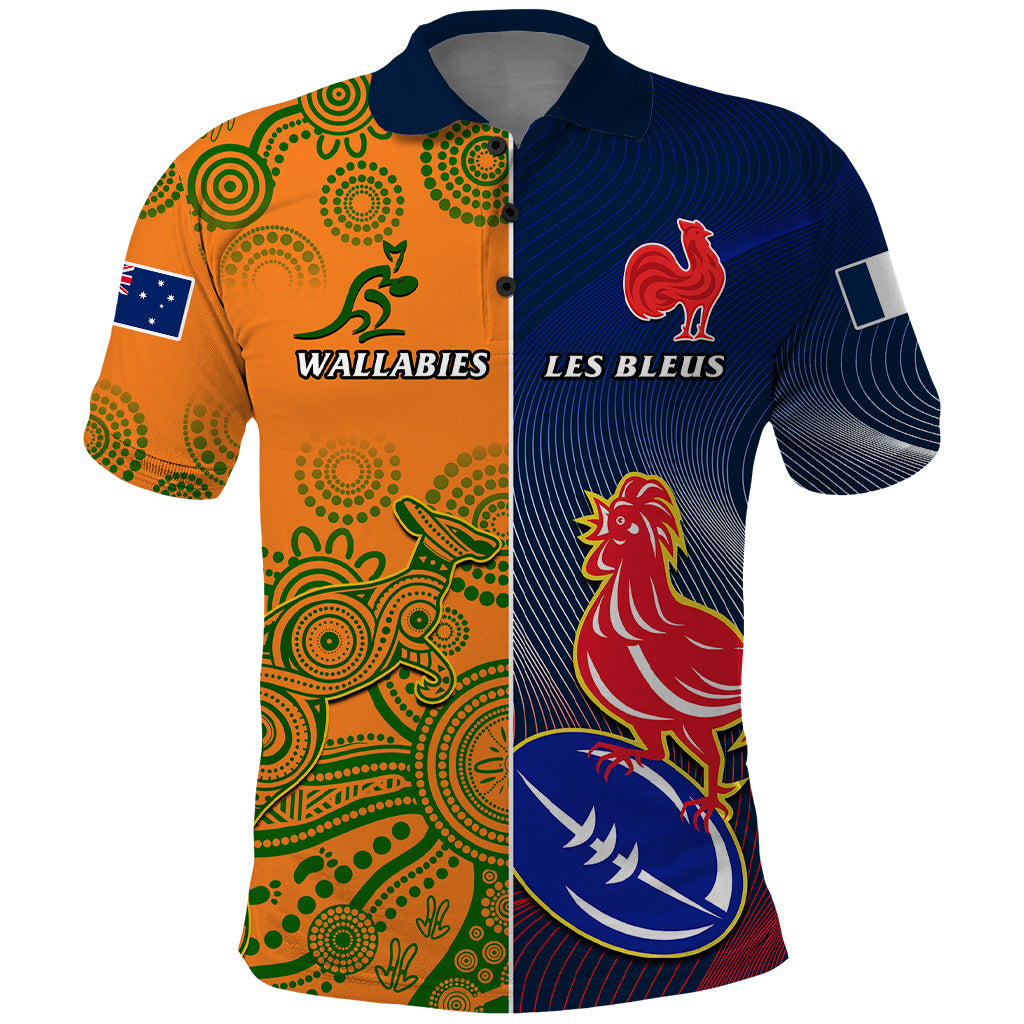 France And Australia Rugby Polo Shirt 2023 World Cup Le Bleus Wallabies Together LT14 Gold - Polynesian Pride