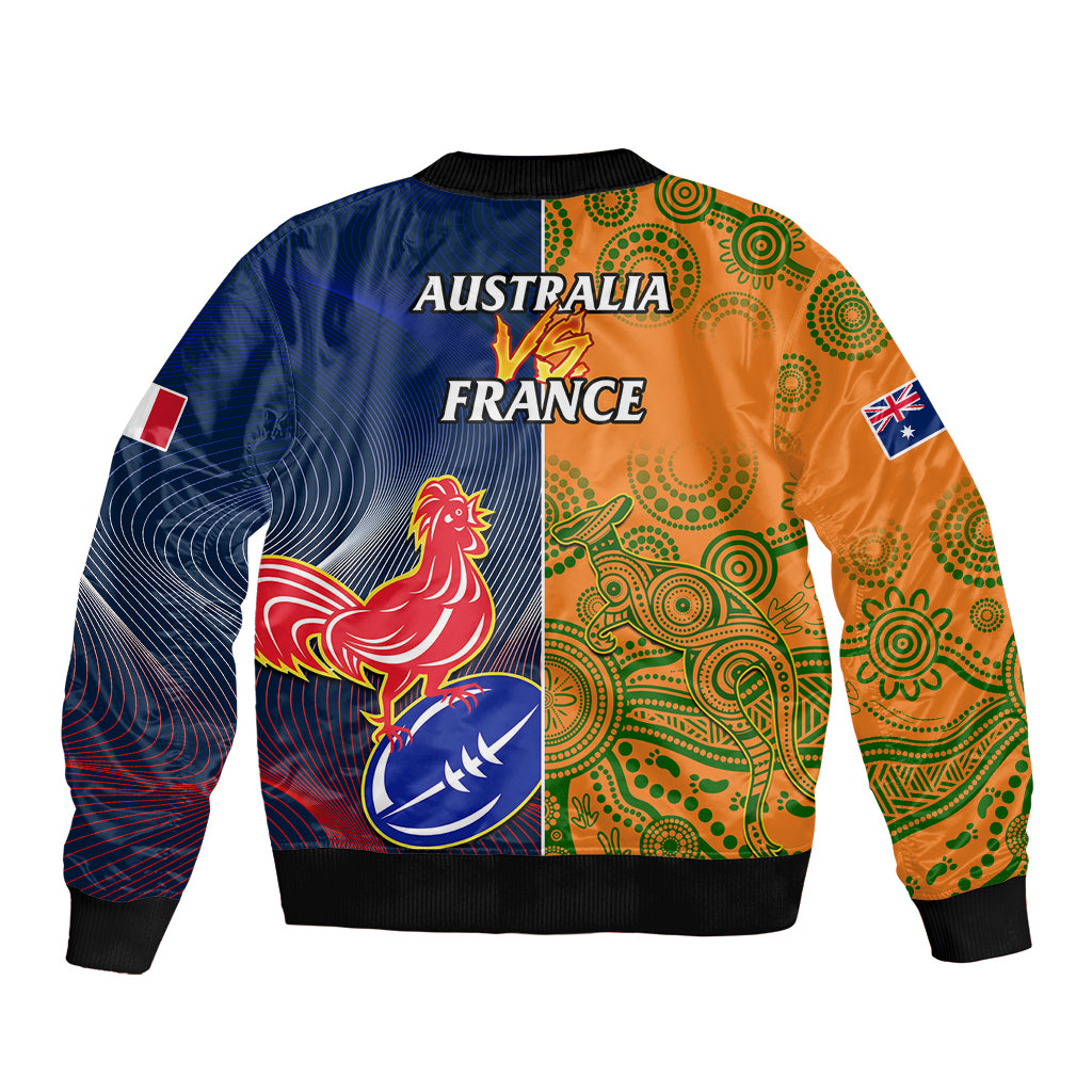 France And Australia Rugby Sleeve Zip Bomber Jacket 2023 World Cup Le Bleus Wallabies Together LT14 - Polynesian Pride