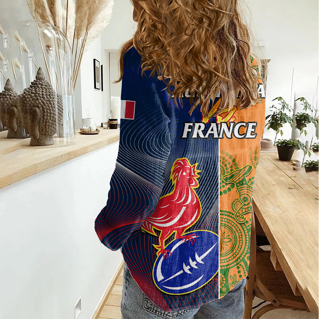 France And Australia Rugby Women Casual Shirt 2023 World Cup Le Bleus Wallabies Together LT14 - Polynesian Pride