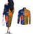 Custom France And Australia Rugby Couples Matching Off The Shoulder Long Sleeve Dress and Long Sleeve Button Shirts 2023 World Cup Le Bleus Wallabies Together LT14 - Polynesian Pride