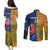 Custom France And Australia Rugby Couples Matching Puletasi Dress and Long Sleeve Button Shirts 2023 World Cup Le Bleus Wallabies Together LT14 - Polynesian Pride