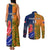 Custom France And Australia Rugby Couples Matching Tank Maxi Dress and Long Sleeve Button Shirts 2023 World Cup Le Bleus Wallabies Together LT14 - Polynesian Pride