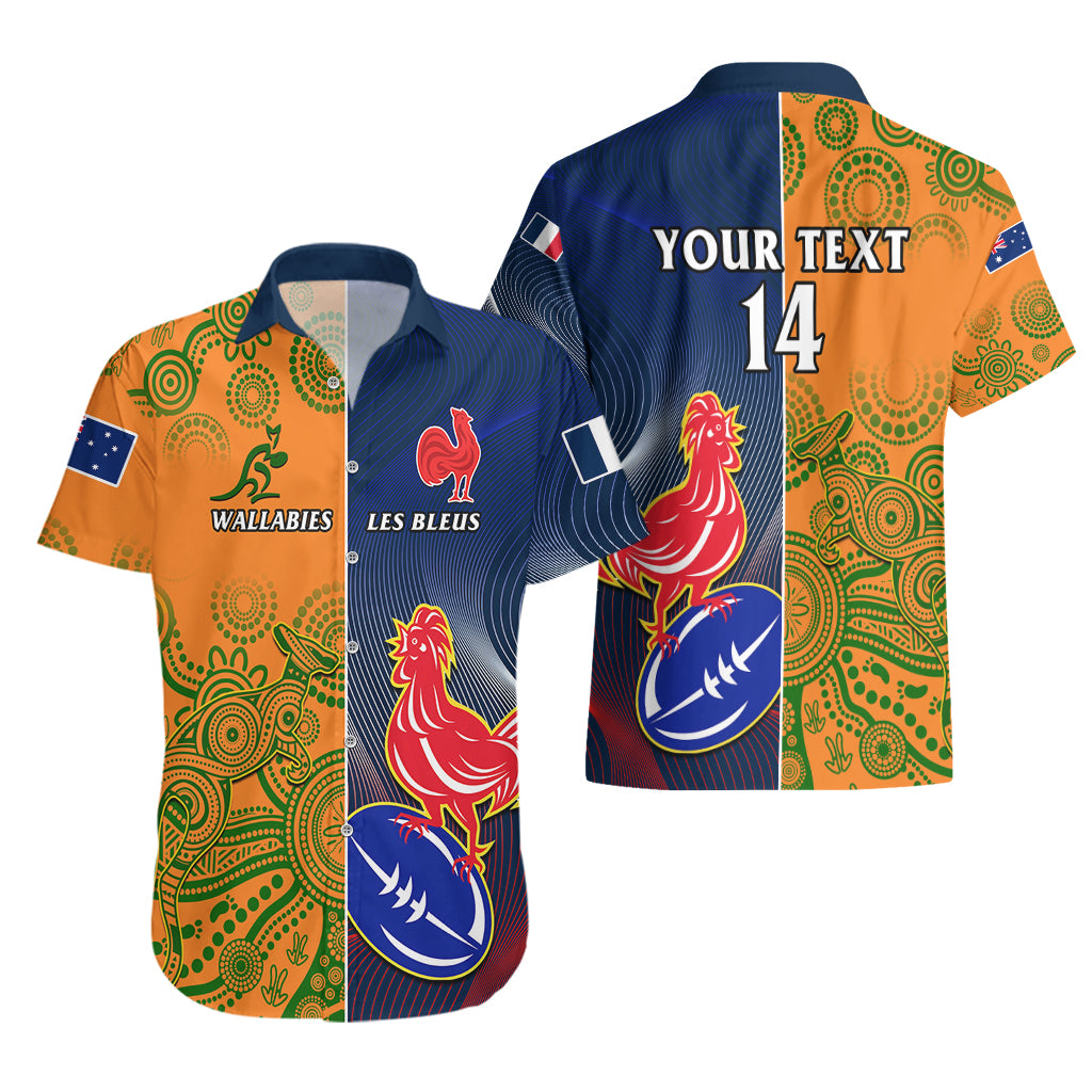 Custom France And Australia Rugby Hawaiian Shirt 2023 World Cup Le Bleus Wallabies Together LT14 - Polynesian Pride