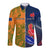 Custom France And Australia Rugby Long Sleeve Button Shirt 2023 World Cup Le Bleus Wallabies Together LT14 Unisex Gold - Polynesian Pride