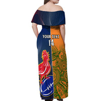Custom France And Australia Rugby Off Shoulder Maxi Dress 2023 World Cup Le Bleus Wallabies Together LT14 - Polynesian Pride