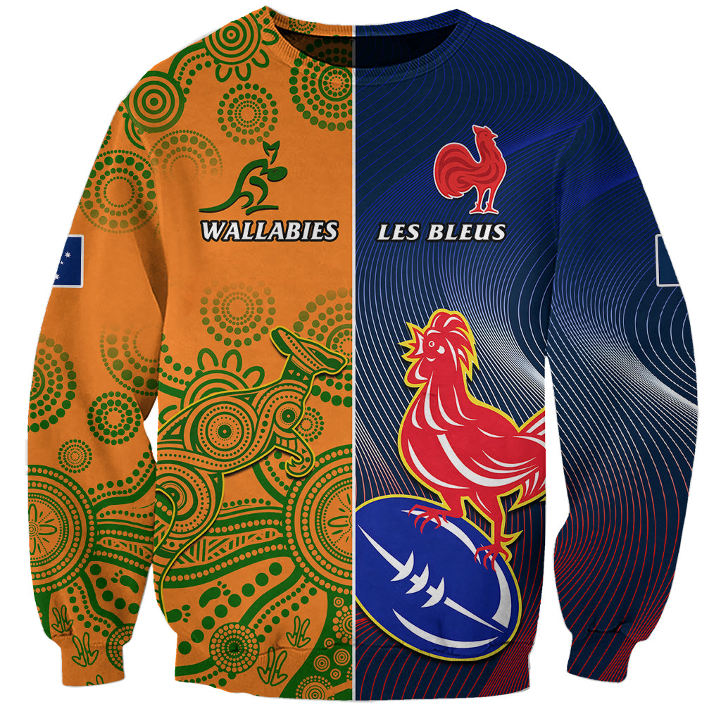 Custom France And Australia Rugby Sweatshirt 2023 World Cup Le Bleus Wallabies Together LT14 Unisex Gold - Polynesian Pride