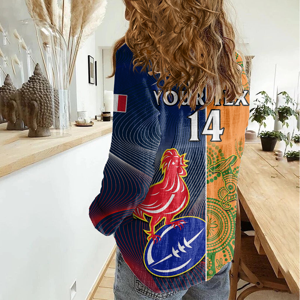 Custom France And Australia Rugby Women Casual Shirt 2023 World Cup Le Bleus Wallabies Together LT14 - Polynesian Pride