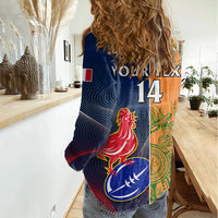 Custom France And Australia Rugby Women Casual Shirt 2023 World Cup Le Bleus Wallabies Together LT14 - Polynesian Pride