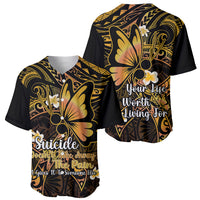 Polynesia Suicide Prevention Awareness Baseball Jersey Your Life Is Worth Living For Polynesian Gold Pattern LT14 - Polynesian Pride