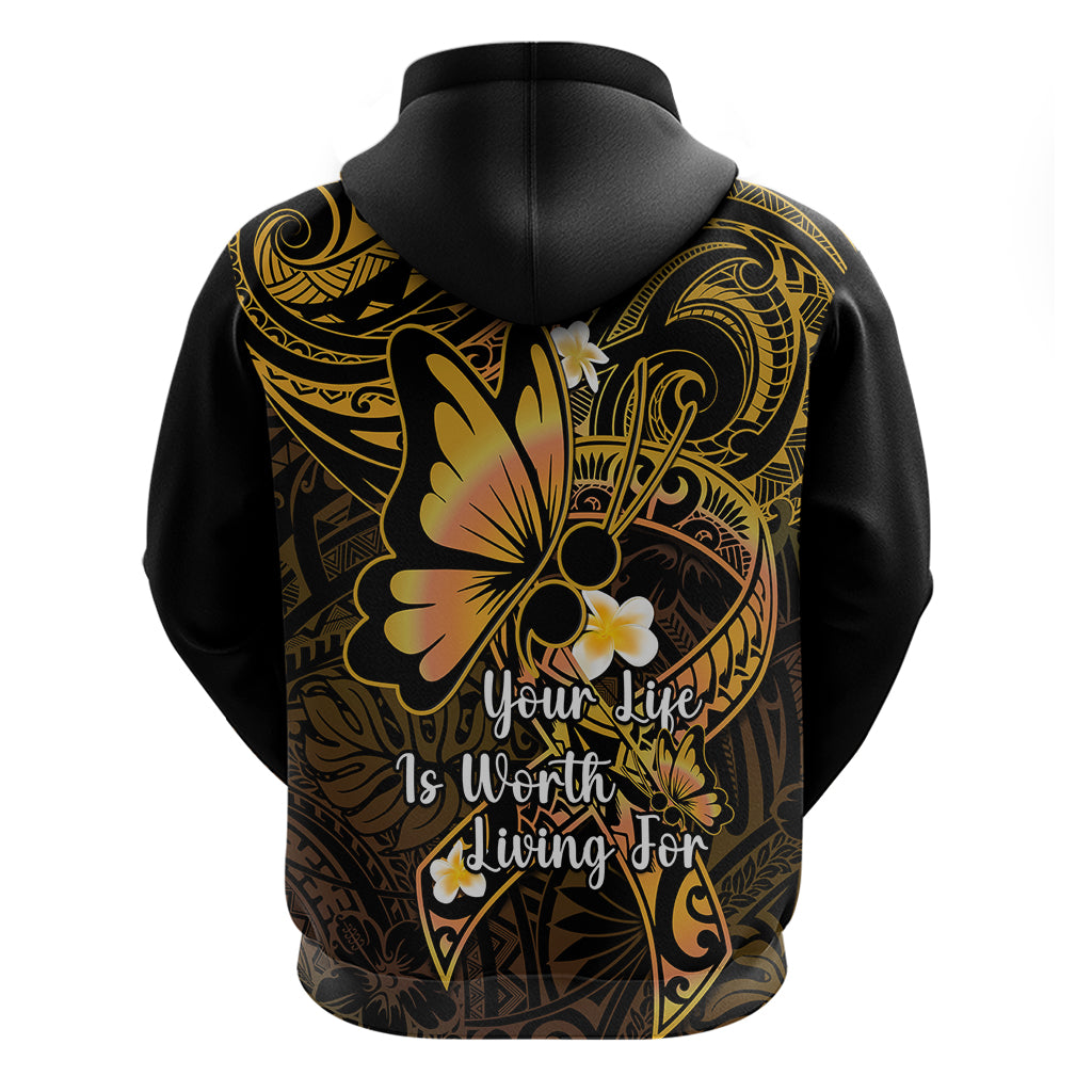 Polynesia Suicide Prevention Awareness Hoodie Your Life Is Worth Living For Polynesian Gold Pattern LT14 - Polynesian Pride