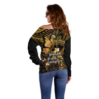 Polynesia Suicide Prevention Awareness Off Shoulder Sweater Your Life Is Worth Living For Polynesian Gold Pattern LT14 - Polynesian Pride