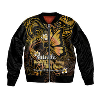 Polynesia Suicide Prevention Awareness Sleeve Zip Bomber Jacket Your Life Is Worth Living For Polynesian Gold Pattern LT14 Unisex Gold - Polynesian Pride