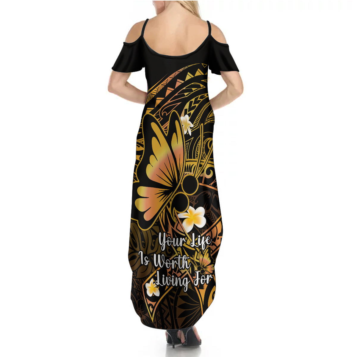 Polynesia Suicide Prevention Awareness Summer Maxi Dress Your Life Is Worth Living For Polynesian Gold Pattern LT14 - Polynesian Pride