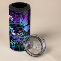 Polynesia Suicide Prevention Awareness 4 in 1 Can Cooler Tumbler Your Life Is Worth Living For Polynesian Purple Pattern