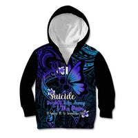 Polynesia Suicide Prevention Awareness Kid Hoodie Your Life Is Worth Living For Polynesian Blue Pattern LT14 Zip Hoodie Blue - Polynesian Pride