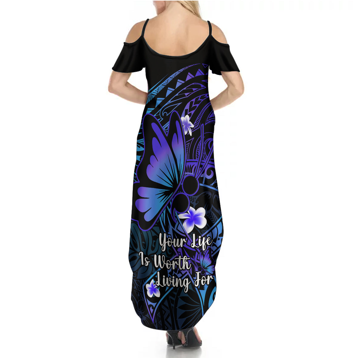 Polynesia Suicide Prevention Awareness Summer Maxi Dress Your Life Is Worth Living For Polynesian Blue Pattern LT14 - Polynesian Pride