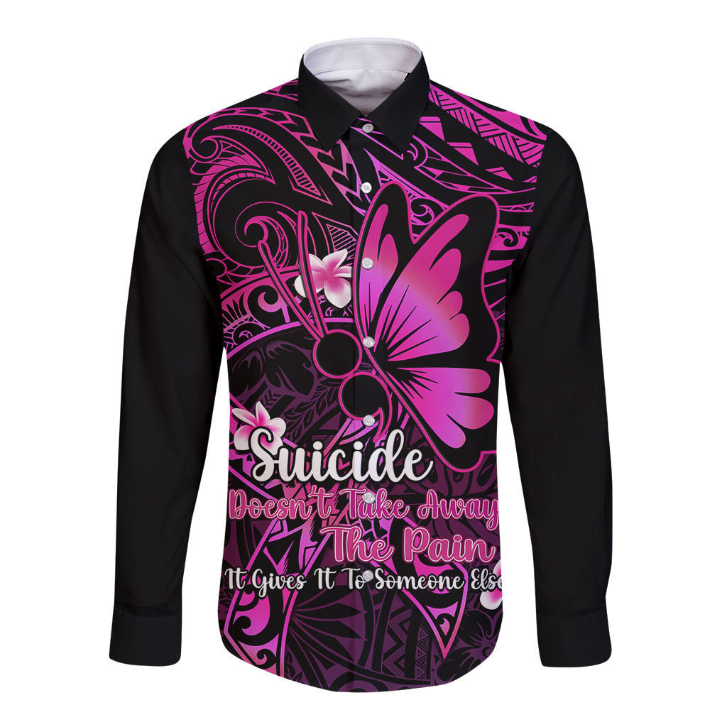 Polynesia Suicide Prevention Awareness Long Sleeve Button Shirt Your Life Is Worth Living For Polynesian Pink Pattern LT14 Unisex Pink - Polynesian Pride
