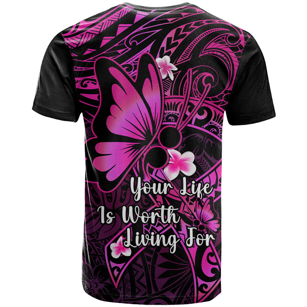 Polynesia Suicide Prevention Awareness T Shirt Your Life Is Worth Living For Polynesian Pink Pattern LT14 - Polynesian Pride