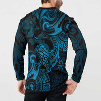 New Zealand Tuatara Button Sweatshirt Aotearoa Maori Clematis Flowers - Blue LT14 - Polynesian Pride