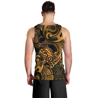 New Zealand Tuatara Men Tank Top Aotearoa Maori Clematis Flowers - Gold
