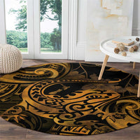 New Zealand Tuatara Round Carpet Aotearoa Maori Clematis Flowers - Gold