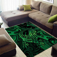 New Zealand Tuatara Area Rug Aotearoa Maori Clematis Flowers - Green