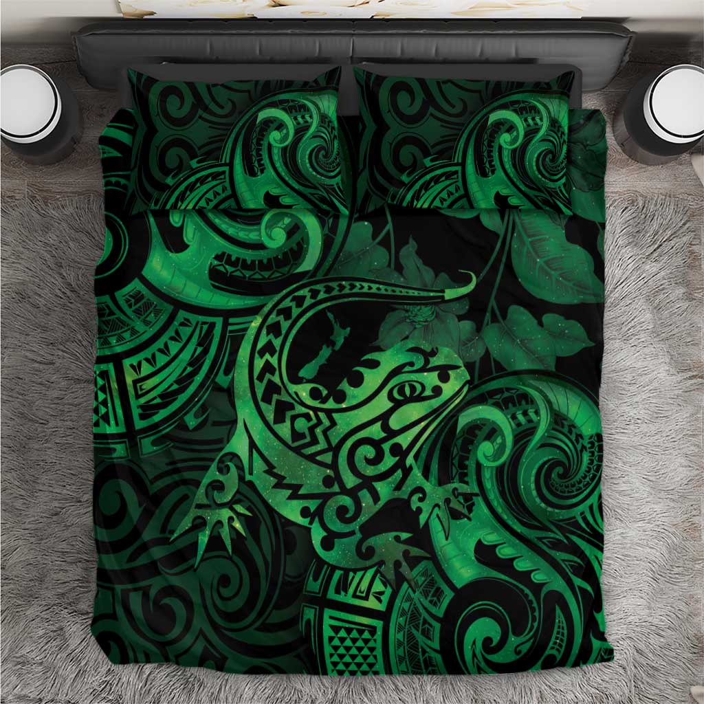 New Zealand Tuatara Bedding Set Aotearoa Maori Clematis Flowers - Green LT14 Green - Polynesian Pride