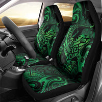 New Zealand Tuatara Car Seat Cover Aotearoa Maori Clematis Flowers - Green