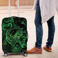 New Zealand Tuatara Luggage Cover Aotearoa Maori Clematis Flowers - Green
