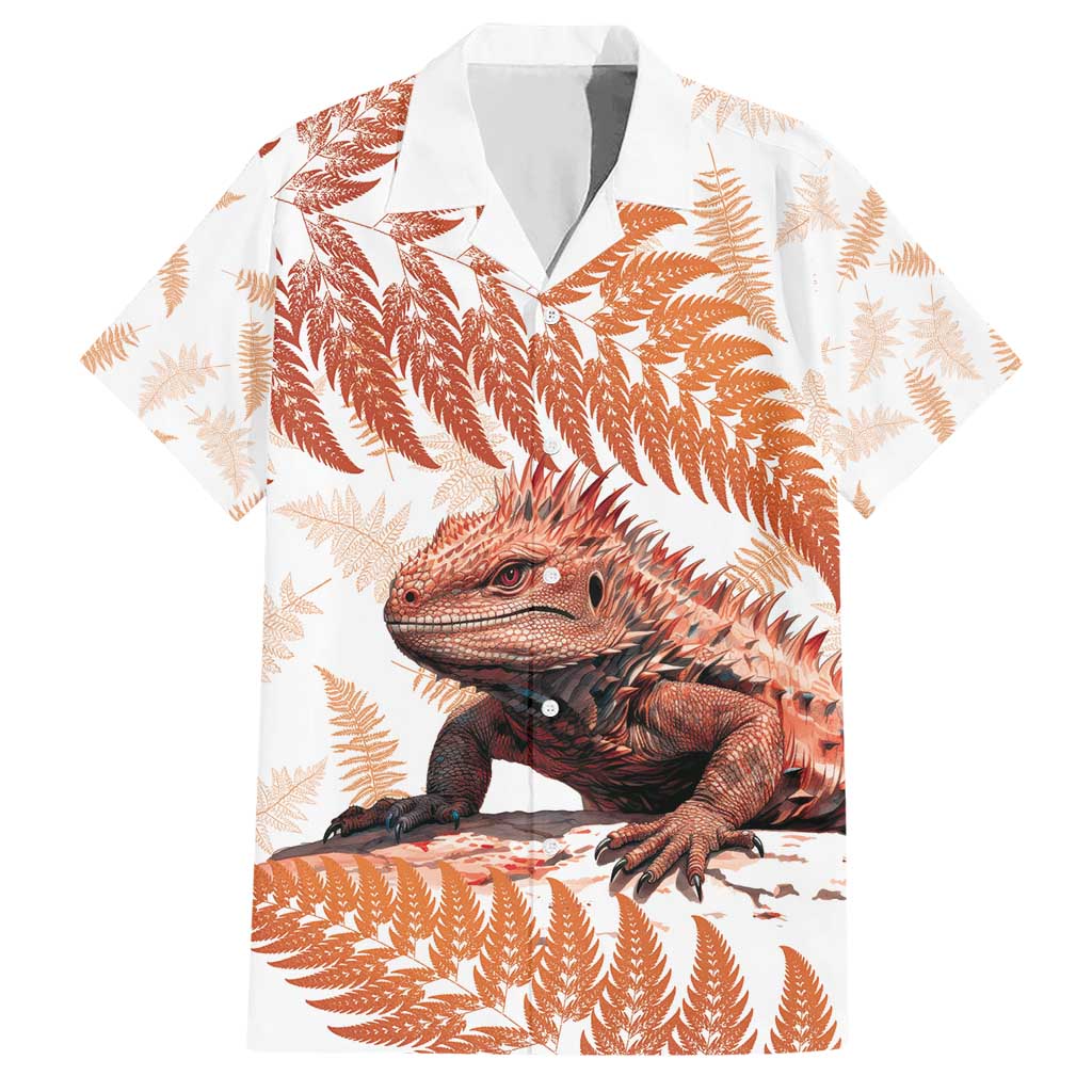 Red New Zealand Tuatara Hawaiian Shirt Aotearoa Sphenodon Punctatus Silver Fern LT14 Red - Polynesian Pride