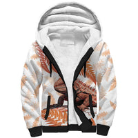 Red New Zealand Tuatara Sherpa Hoodie Aotearoa Sphenodon Punctatus Silver Fern