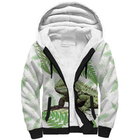Green New Zealand Tuatara Sherpa Hoodie Aotearoa Sphenodon Punctatus Silver Fern