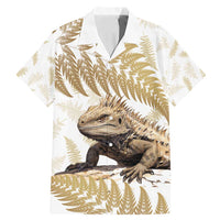 Gold New Zealand Tuatara Family Matching Mermaid Dress and Hawaiian Shirt Aotearoa Sphenodon Punctatus Silver Fern