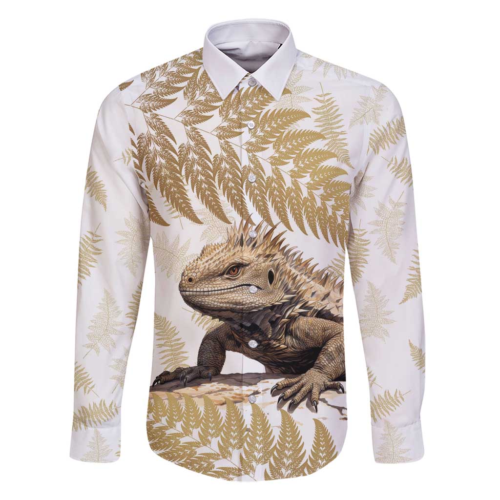 Gold New Zealand Tuatara Family Matching Tank Maxi Dress and Hawaiian Shirt Aotearoa Sphenodon Punctatus Silver Fern