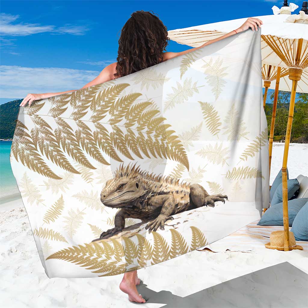 Gold New Zealand Tuatara Sarong Aotearoa Sphenodon Punctatus Silver Fern LT14 One Size 44 x 66 inches Gold - Polynesian Pride