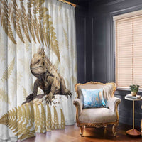 Gold New Zealand Tuatara Window Curtain Aotearoa Sphenodon Punctatus Silver Fern
