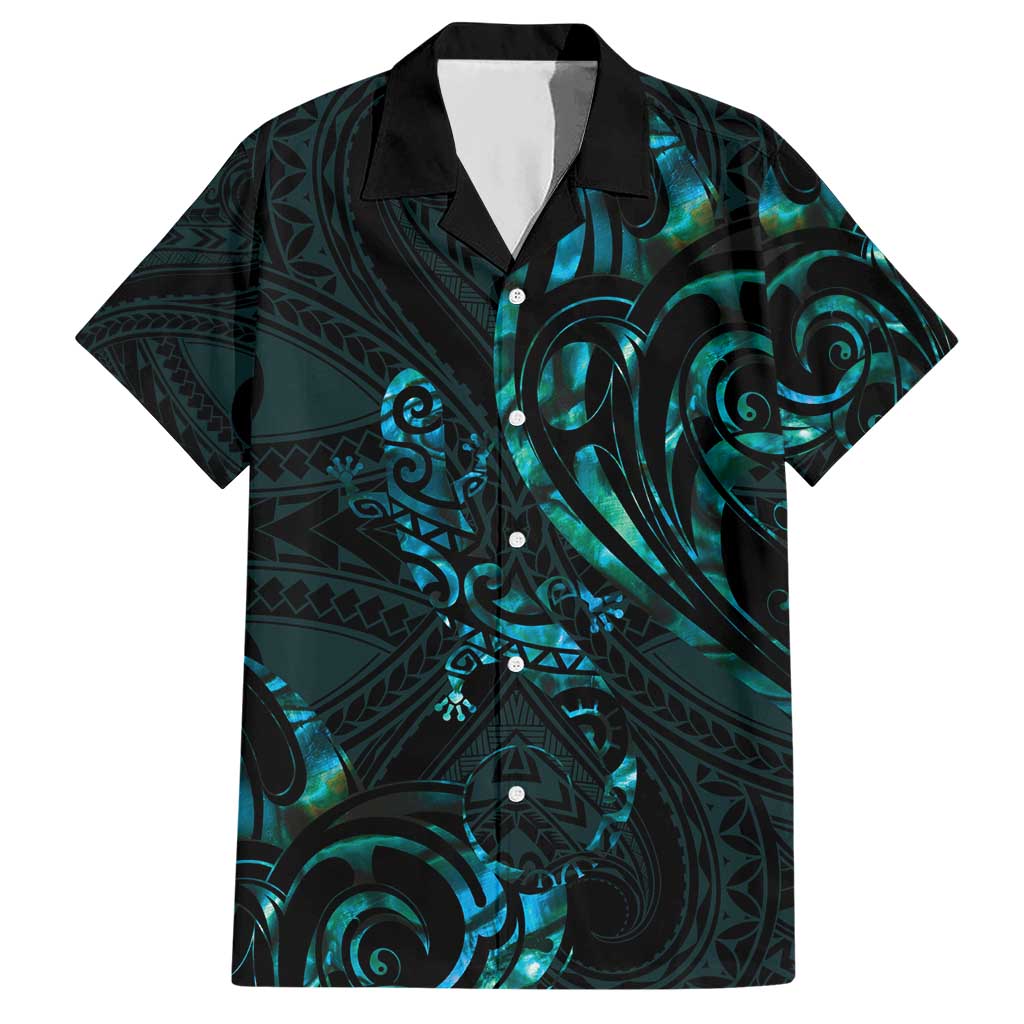 New Zealand Skink Hawaiian Shirt Aotearoa Maori Mix Paua Shell LT14 Blue - Polynesian Pride
