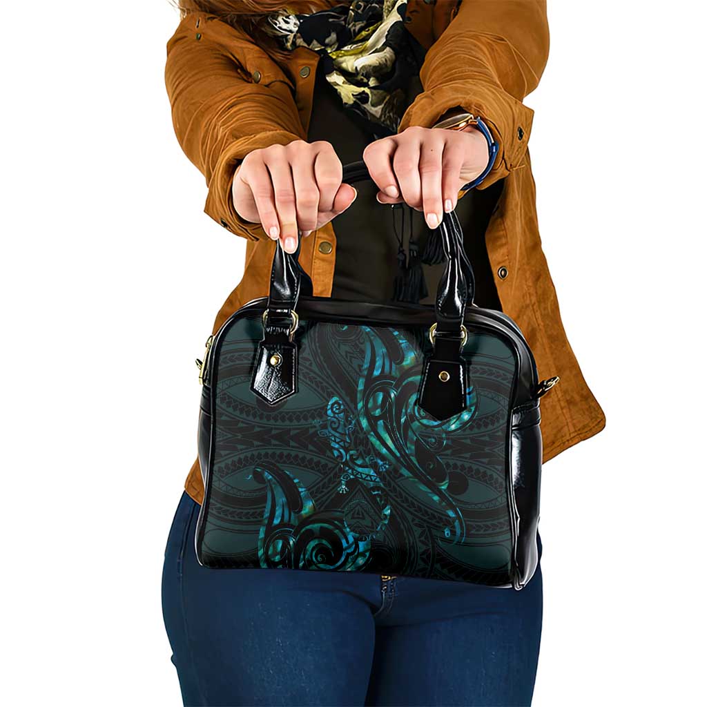 New Zealand Skink Shoulder Handbag Aotearoa Maori Mix Paua Shell LT14 One Size Blue - Polynesian Pride