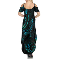 New Zealand Skink Summer Maxi Dress Aotearoa Maori Mix Paua Shell LT14 - Polynesian Pride