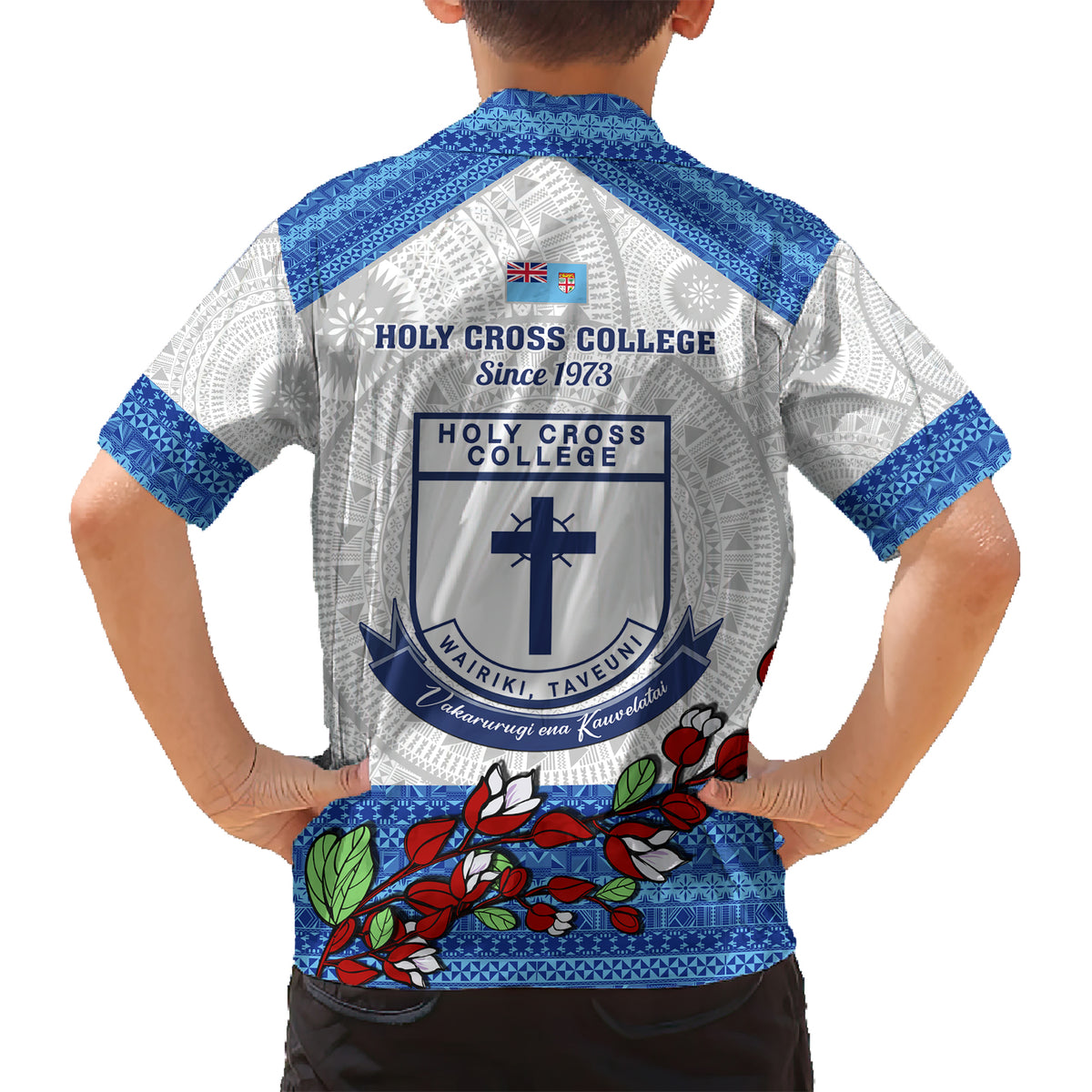 fiji-holy-cross-college-kid-hawaiian-shirt-happy-50th-anniversary-fijian-tagimoucia-tapa-pattern